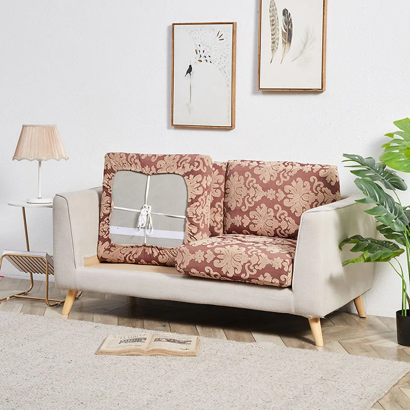 

Jacquard Sofa Seat Cover Thick Sofa Cushion Sheath Elastic Corner Couch Seat Cushion Cover Solid Color Funiture Protector Cover