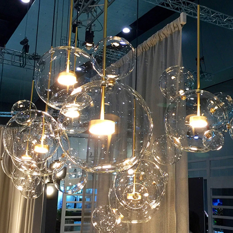 Nordic Clear Glass Led подвесной светильник из золотистой меди для гостиной люстра