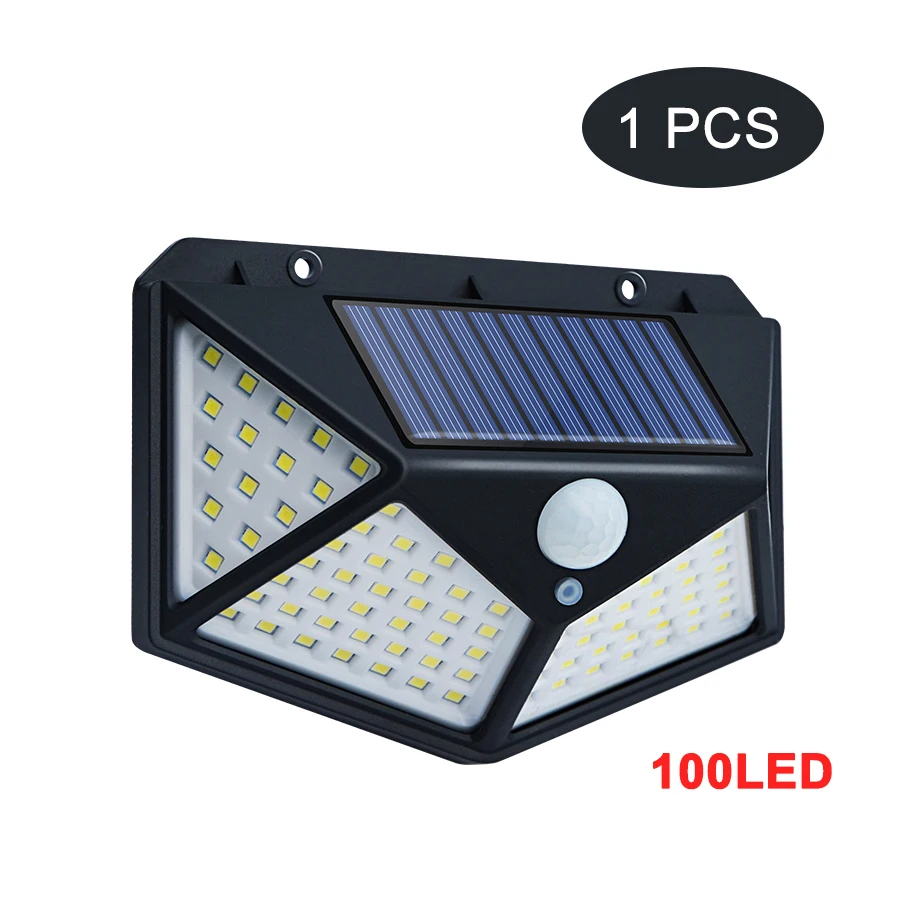 1pc 100LED 4 sided 100/118 светодиодный солнечный свет открытый беспроводной PIR датчик движения Сад Солнечная лампа водонепроницаемый освещение безопасности - Испускаемый цвет: 1pc 100LED 4 sided