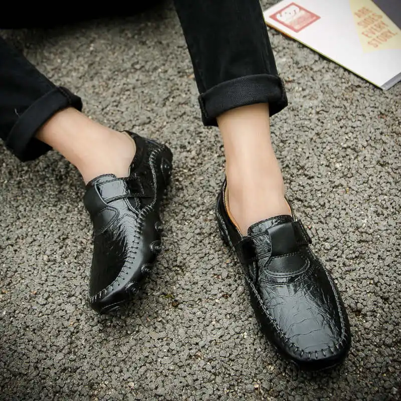 

Кроссовки мужские из натуральной кожи, теннисные туфли, повседневная обувь для пожилых людей, без шнуровки