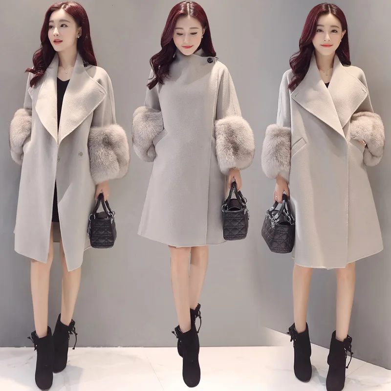 2019 Autumn And Winter New Style Woolen Coat Fashion Mid-length Slim Fit Slimming Loose Plus-size Korean-style | Женская одежда