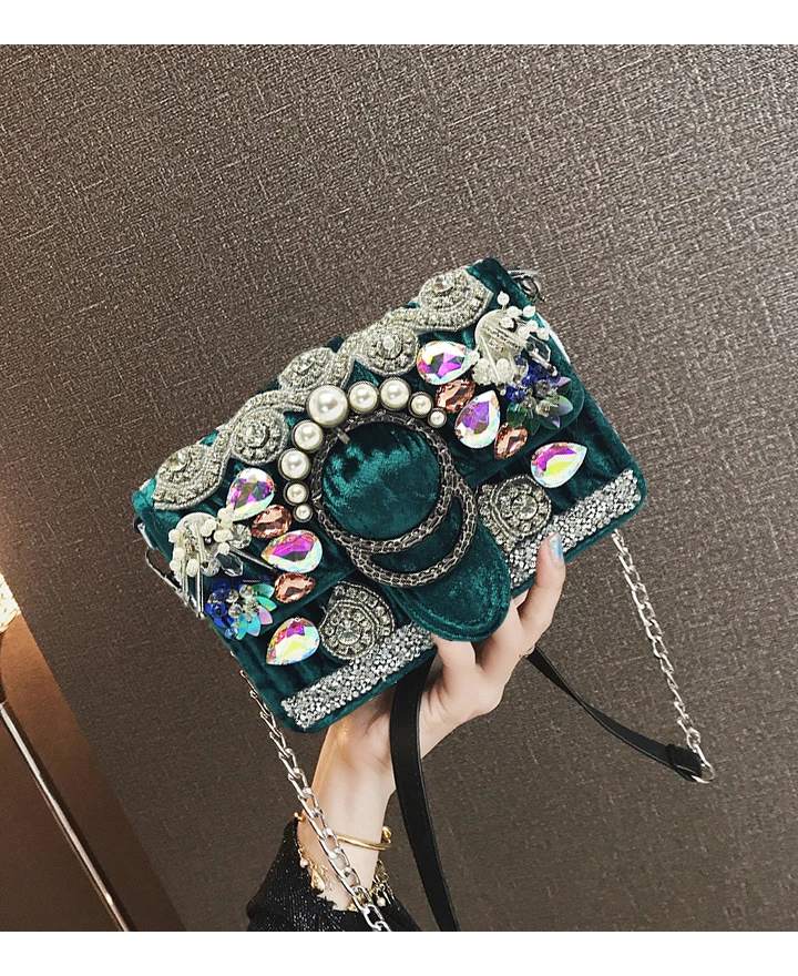 Роскошная винтажная женская сумка ручной работы с бисером и стразами клатч