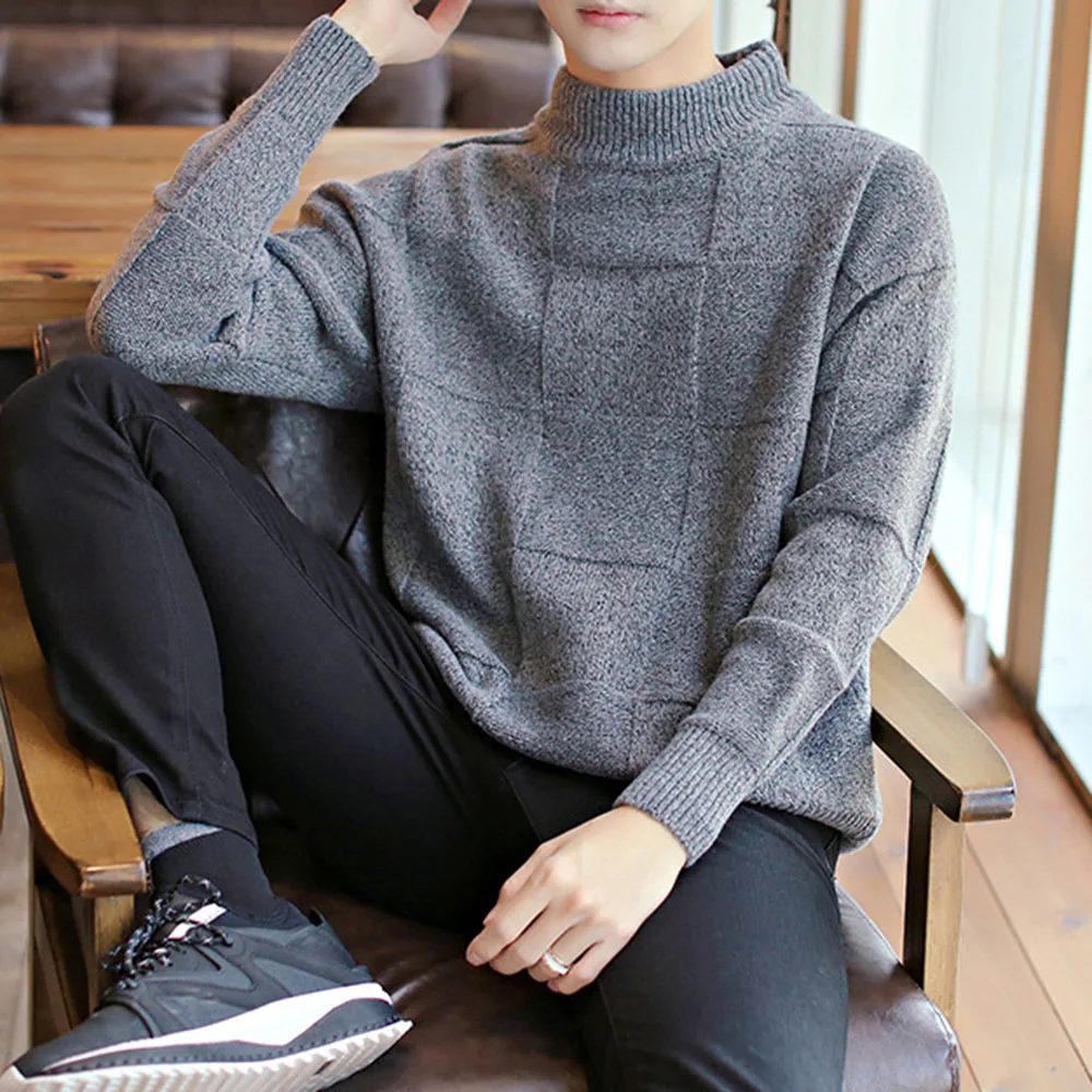 Корейский свитер с длинным рукавом для мужчин 2019 осень зима модные однотонные