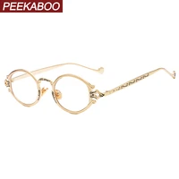 peekaboo metal women steam punk glasses oval retro clear lens accessories vintage eye glasses for men round gold black silver