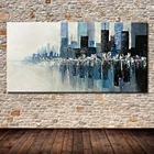 Arthyx ручная роспись городской архитектурный пейзаж Масляные картины современное искусство холст постер Настенная картина для гостиной домашний декор