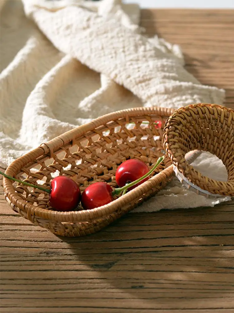Прямоугольная корзина из ротанга для хранения продуктов фруктов овощей