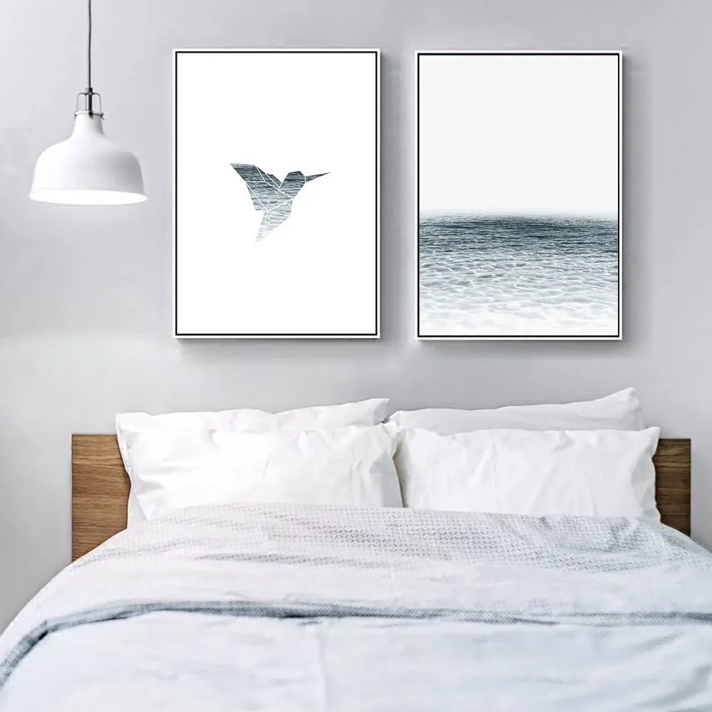 Постер с птицами распечатанный на холсте в скандинавском море абстрактные