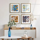 Настенный плакат в стиле ретро, рисунок на холсте с изображением растений, цветов, фруктов, минималистский дизайн, квадратная картина, декор для гостиной