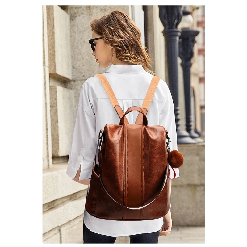 

Good Quality New Women Backpack Purses PU Leather Large Anti-theft Rucksack Waterproof Daypack Casual Shoulder Satchel Bag