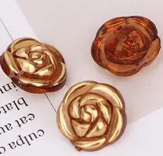 10pcs 10pcs Crystal Buttons Candy Color Gold Edge Clear Rose Flower Acrylic Buttons for Decoration Handmade Craft Sewing Accessories - Цвет: 10pcs