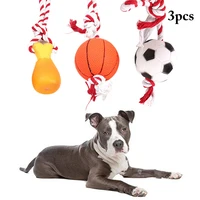 legendog 3pcs dog squeaky toys interactive creative plastic pet chew toys dog bite toys with ropes dog supplies random color