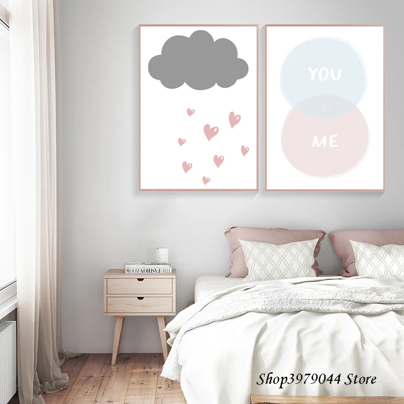 Детские декорации в скандинавском стиле розовые постеры и печатные Decorativos