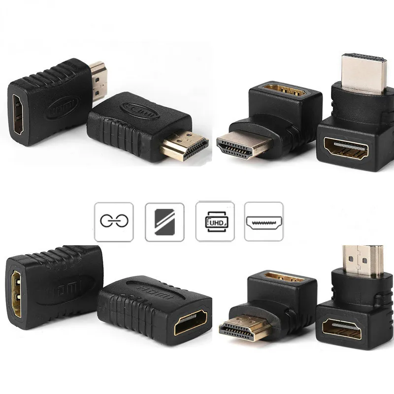 

HDMI-Male to HDMI-Female Cable Adapter Converter Extender 90 Degrees Elbow Right 270 Degree Angle for 1080P HDTV HDMI-Compatible