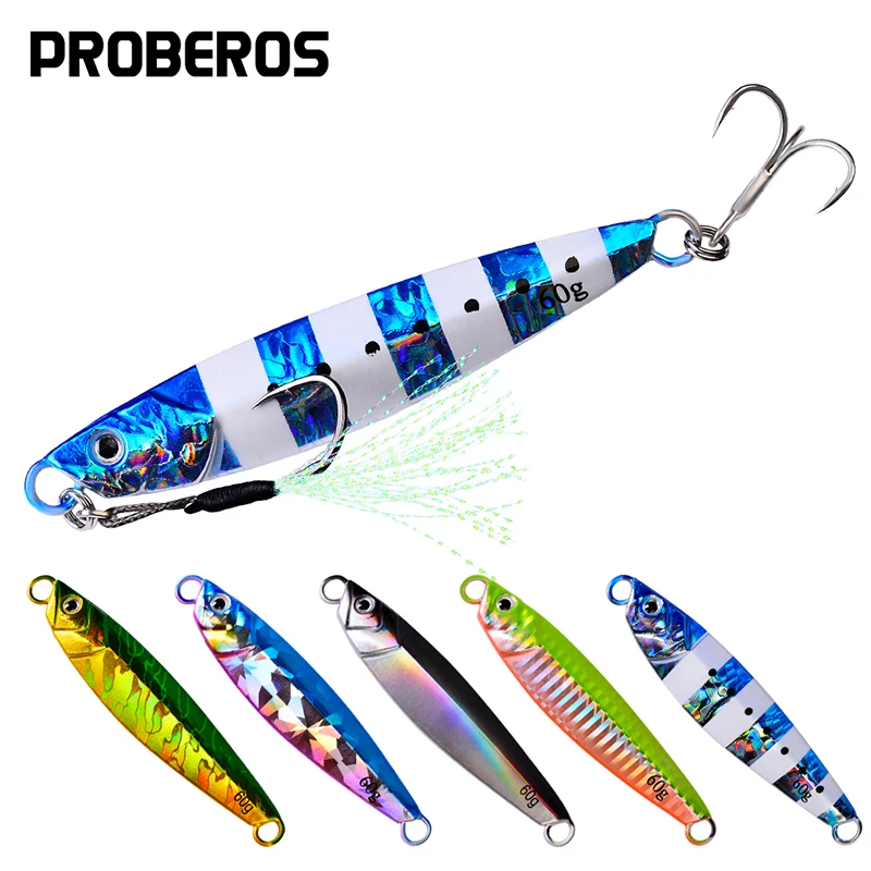 PROBEROS 5Pcs/lot Metal Cast Jig Spoon 7g-10g-14g-17g-21g-24g-30g-40g-60g Casting Jigging Fish Sea Bass Fishing Lure Tackle