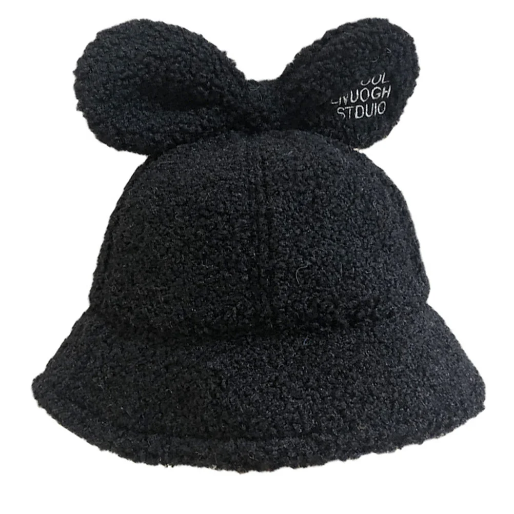 

Очаровательная шапка с ушками кролика, осенне-зимняя теплая шерстяная шапка, ретро шляпа рыбака, 1 шт.