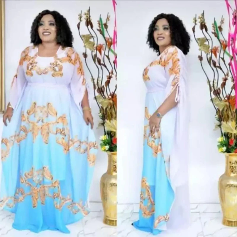 Африканские платья для женщин осень 2020 небесно голубая африканская одежда