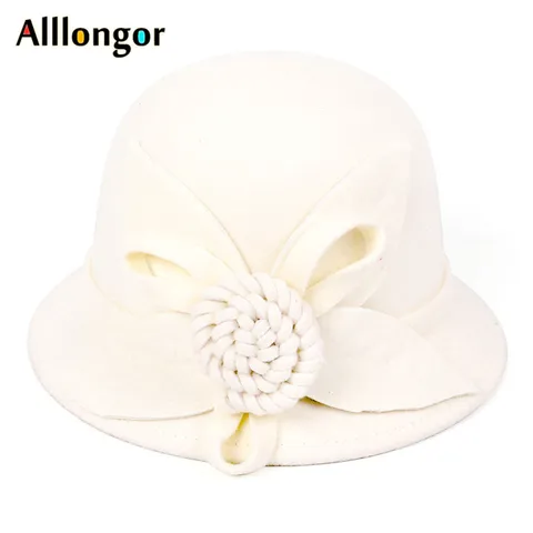 2024 зимняя Ретро фетровая шляпа, женская шляпа с цветочным принтом, винтажная официальная шерстяная женская шляпа