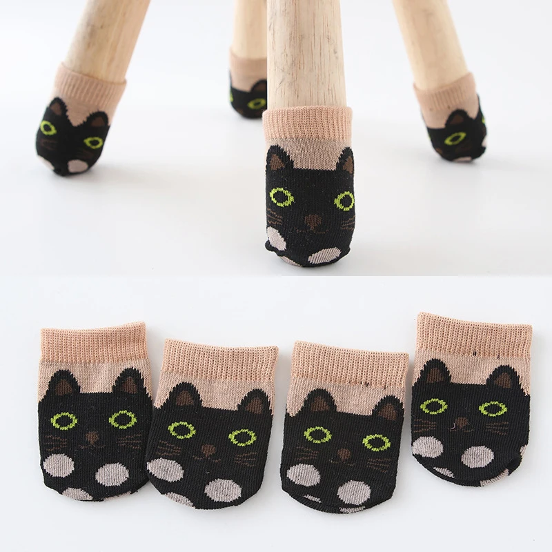 4 шт. Веселые носки для стола чехлы ног напольные протекторы Нескользящие вязаные