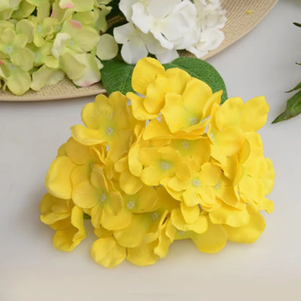 Yellow Искусственная гортензия букет цветок, шелковые цветы с стержня для дома Свадебные украшения подарок DC112 - Цвет: Yellow