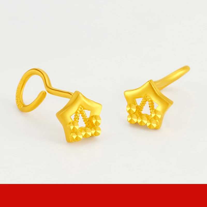 Серьги из чистого золота 24 К серьги настоящего 999 пробы красивые с полыми