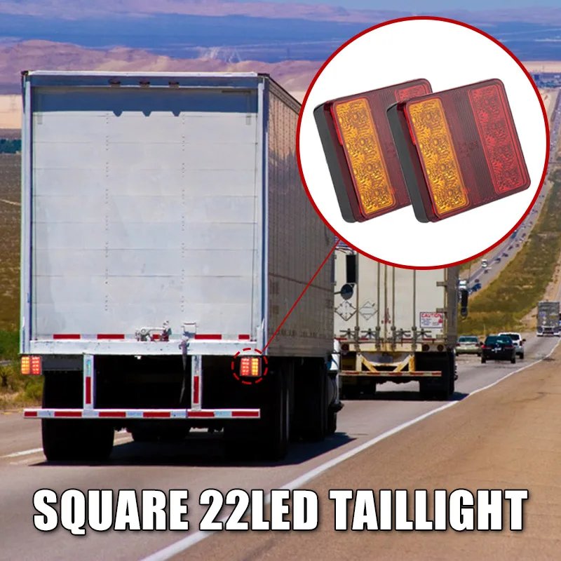 

1 Pair 22 LED Trailer Lights Kit Waterproof Auto Tail Light Driving Turn Signal Indicator with Plug Set