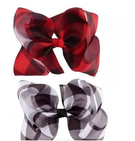 Плед волосы бант зажим для волос 7 дюймов Большой Красный заколка с клетчатым