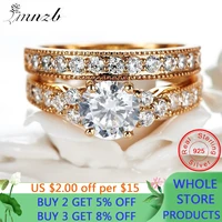 with certificate real 925 sterling silver 18k gold rings set natural 2 0ct zirconia gemstone fine jewelry wedding band for women