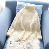 autumn winter women knitted turtleneck sweaters 2021 casual basic top beigeyellowkhakiblue thickenlong sleeve loose pullover