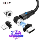 Магнитный кабель TKEY с поворотом на 540 градусов, быстрая зарядка, магнитное зарядное устройство, кабель Micro USB Type-C, мобильный телефон провод, шнур для iPhone 12, Xiaomi
