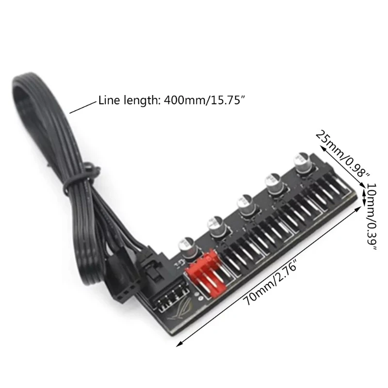 

5 Port PC Fan Hub Splitter Speed Controller Adapter for 4 Pin PWM Cooler Cooling