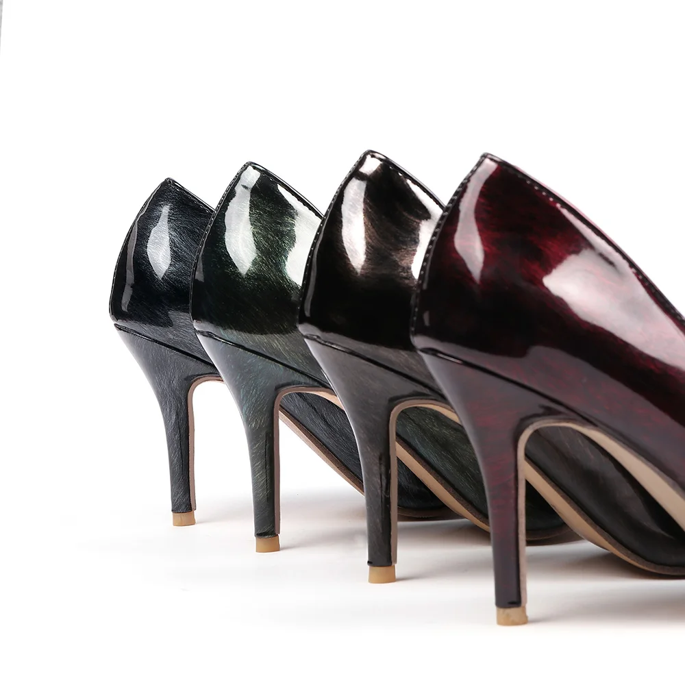 Новый бренд весна глянцевый коричневый черный женские свадебные туфли лодочки