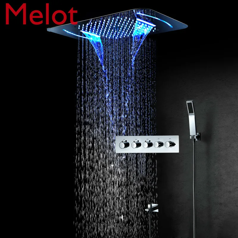 

Душ Системы осадков светодиодный насадкой Ванная комната кран Concea светодиодный смеситель термостатический клапан Встраиваемая потолочна...