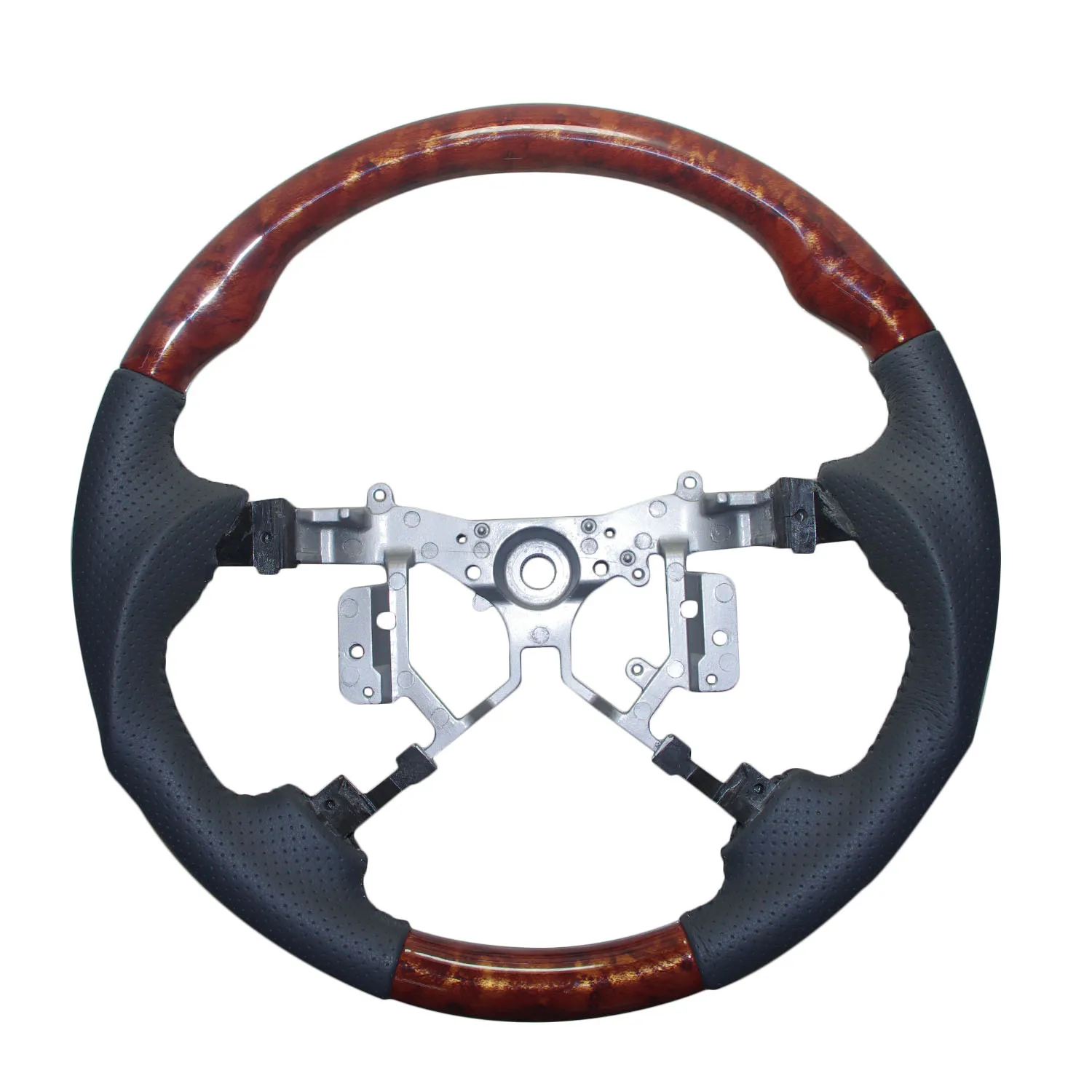 Кожаный деревянный спортивный руль для 2007-2011 Toyota Camry Highlander Kluger Estima Hilux Fortuner Allion Corolla Axi - Цвет: Gray Leather Wood