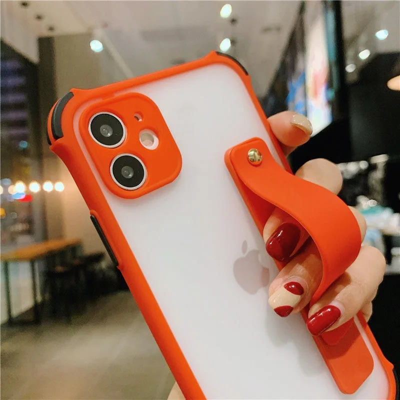 Модный матовый прозрачный чехол на запястье для телефона iPhone 12 Pro max XS MAX X XR 11 Max 6 6S 7