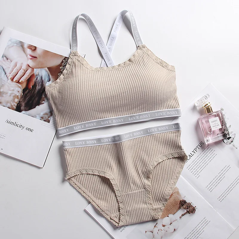 Комплект спортивного нижнего белья с надписью jollb Thread Miss для девочек студенток