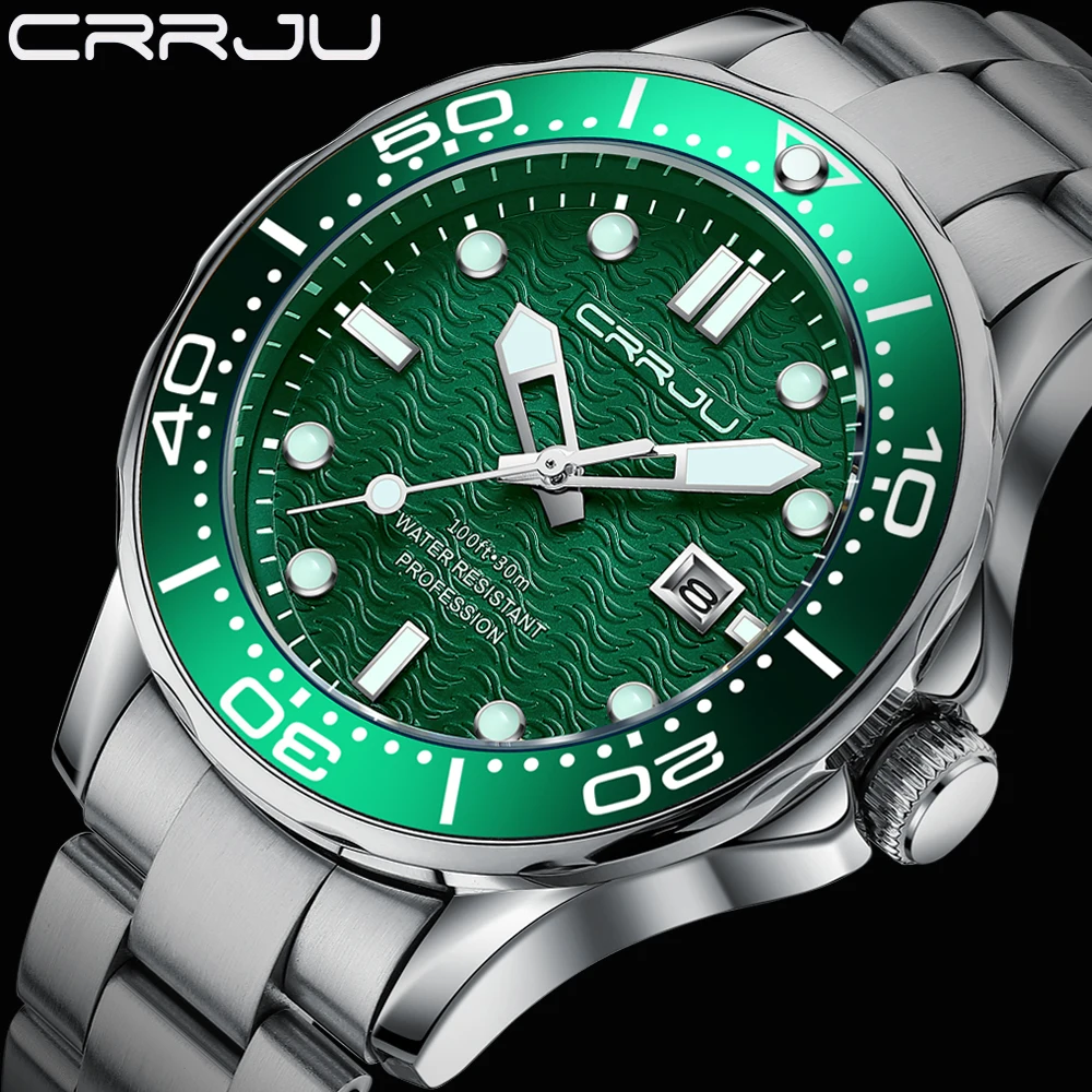 

CRRJU Men's Waterproof Quartz Wristwatches Luxury Watch Men Designer Brand Famous Business Watch Male Smart Saat Erkek