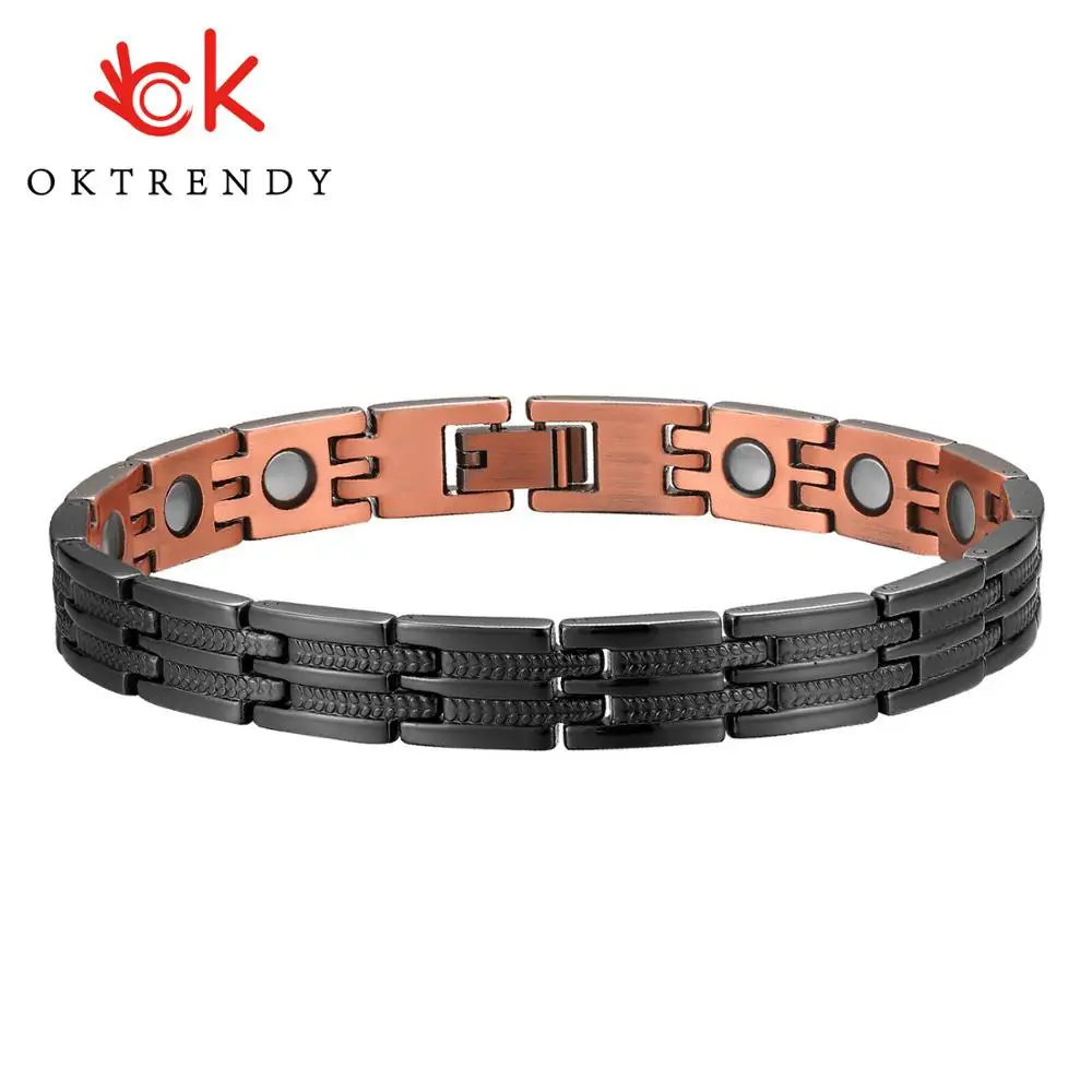 Магнитные браслеты из чистой меди для женщин черная цепочка магнитные здоровья