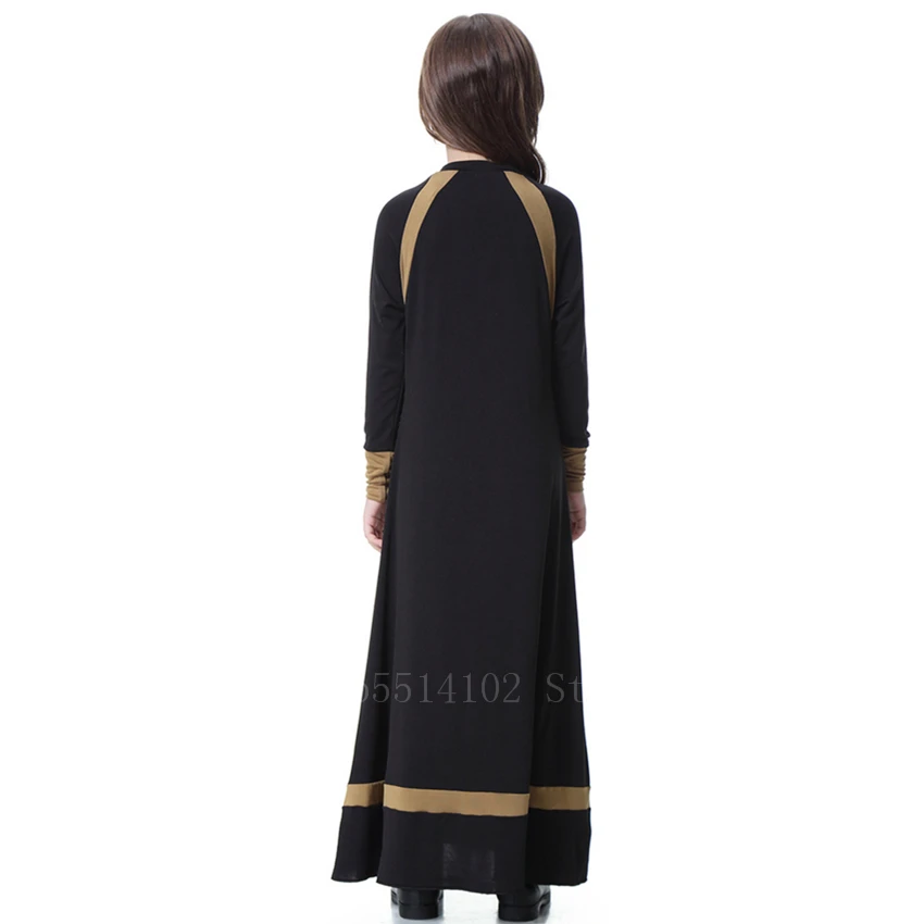 

2020 Muslim Abaya Islamic Traditional Clothes Baby Girl Middle East Saudi Arab Soft Streetwear Solid Patchwork Dress Kaftan Robe