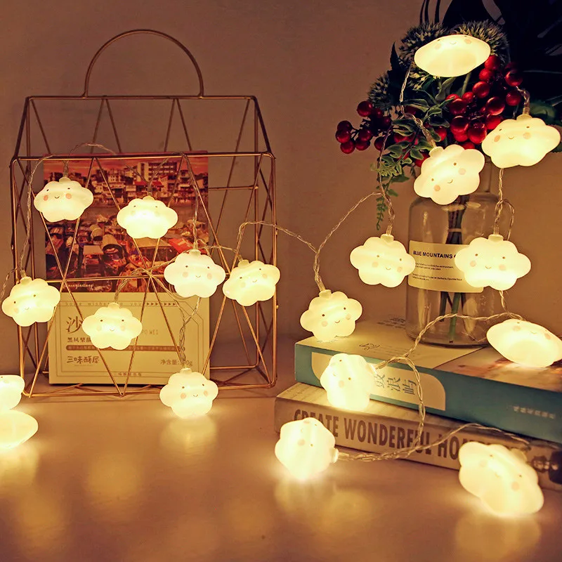 

MIFLAME Led Lights Strip White Smile Cloud Light String Christmas Lighting Holiday Decoration Lights Lantern Battery USB Decor