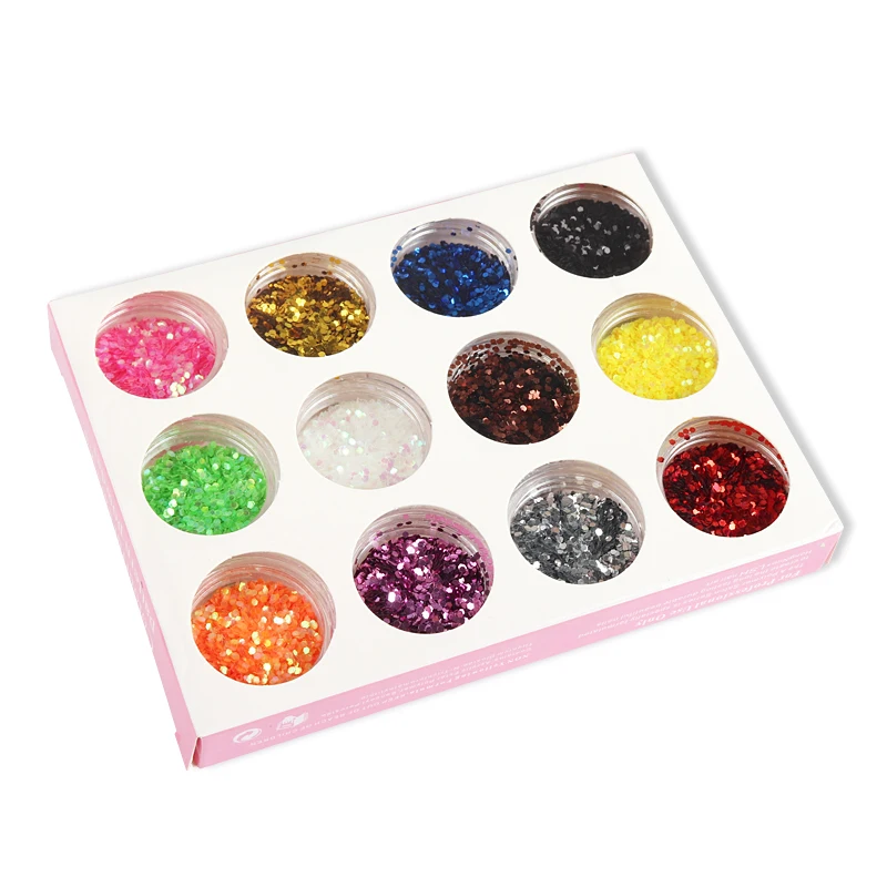 

12 Colors Hexagon Holographic Glitter Flakes Sequins For Manicure Nails Accessories Shiny Paillette Nail Art Decorations Tips