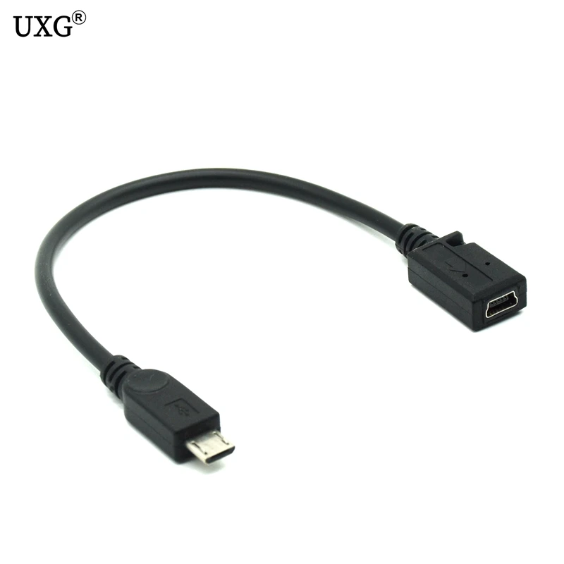 

15cm Mini USB Female to Micro USB Male Connector Data Sync & Charge Cable Transfer Short Cable for phones MP3 MP4 Black Color