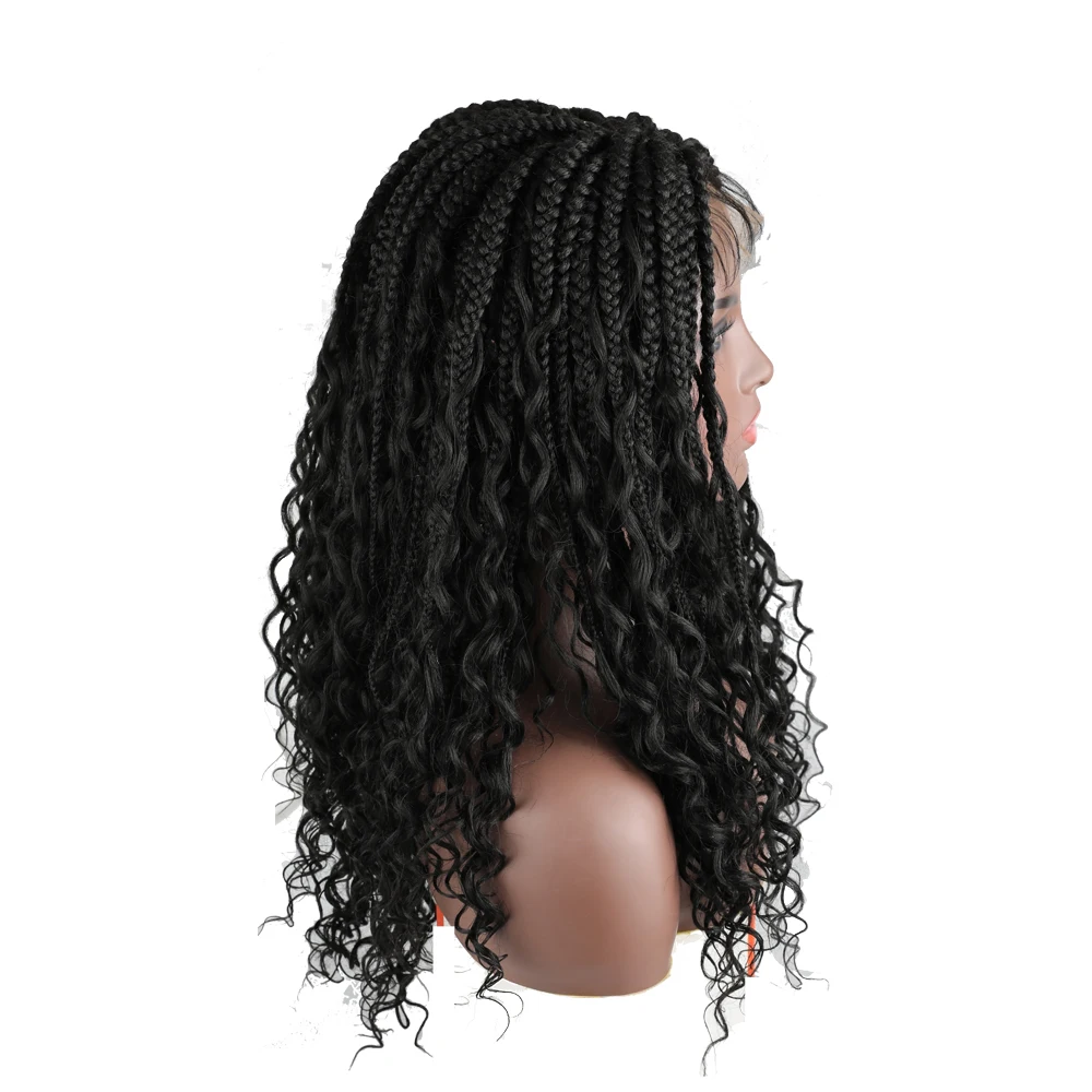 Akono 22 inch Braided Wigs Synthetic Lace Front Wig for Black Women Cornrow Braids Frontal with Baby Hair Box Braid | Шиньоны и парики