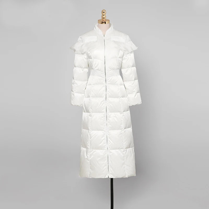 2019 женская зимняя одежда с высокой талией модное дизайнерское пуховое пальто