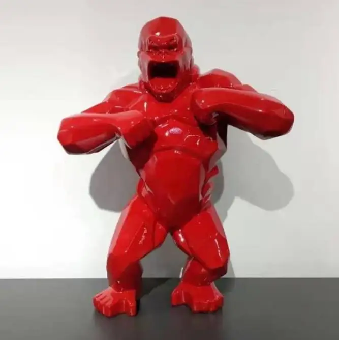 Большая обезьяна King Kong Декор для гостиной Gorilla скульптура Геометрическая FRP