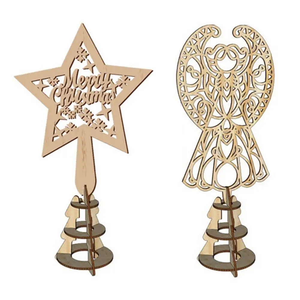 

2Pcs Christmas Tree Topper Hallow Star Treetop Toppers Star Angel Treetop Ornament Hollow-Out Star Topper For Christmas Tree D