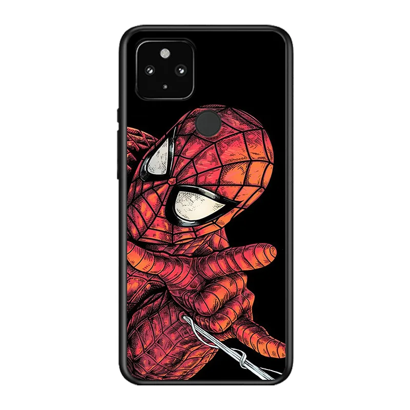 

Marvel Spider-Man Avengers Super Hero For Google Pixel 5 4A 5G 4 XL Soft Shell TPU Silicone Black Cover Phone Case
