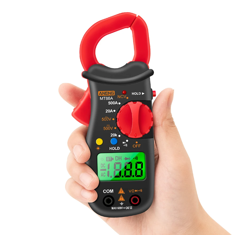 

NCV Test 1999 Counts Data Hold Portable Current Voltage Digital Clamp Multimeter Multifunction Battery Powered HD Green Display