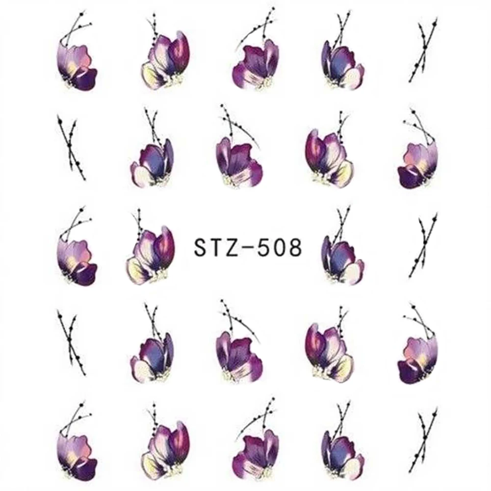 8 листов водных переводных наклеек с лепестками цветов для ногтевого дизайна