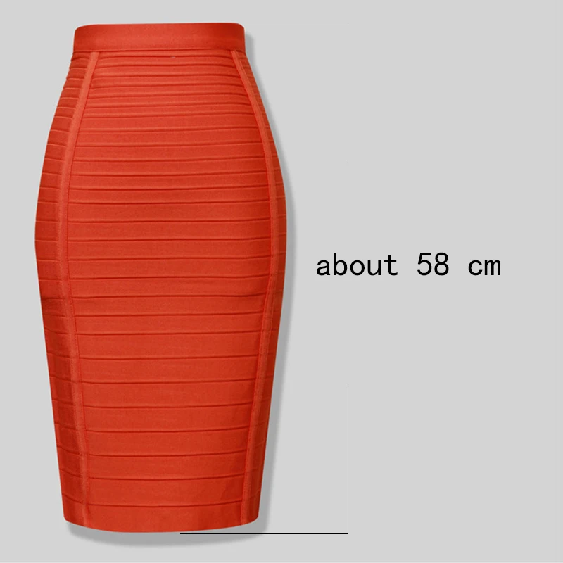 black red blue orange Bandage Skirts Knee Length Sexy Women Bodycon clothes High waist Stretch pencil Skirt Ladies office Club | Женская