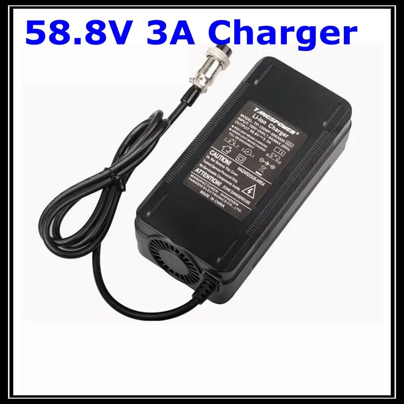 

58.8V 3A Battery Charger For Kugoo G1 Charger 14S 52V Li-ion Battery electric bike Charger With connector 3P GX16 Fast Charging